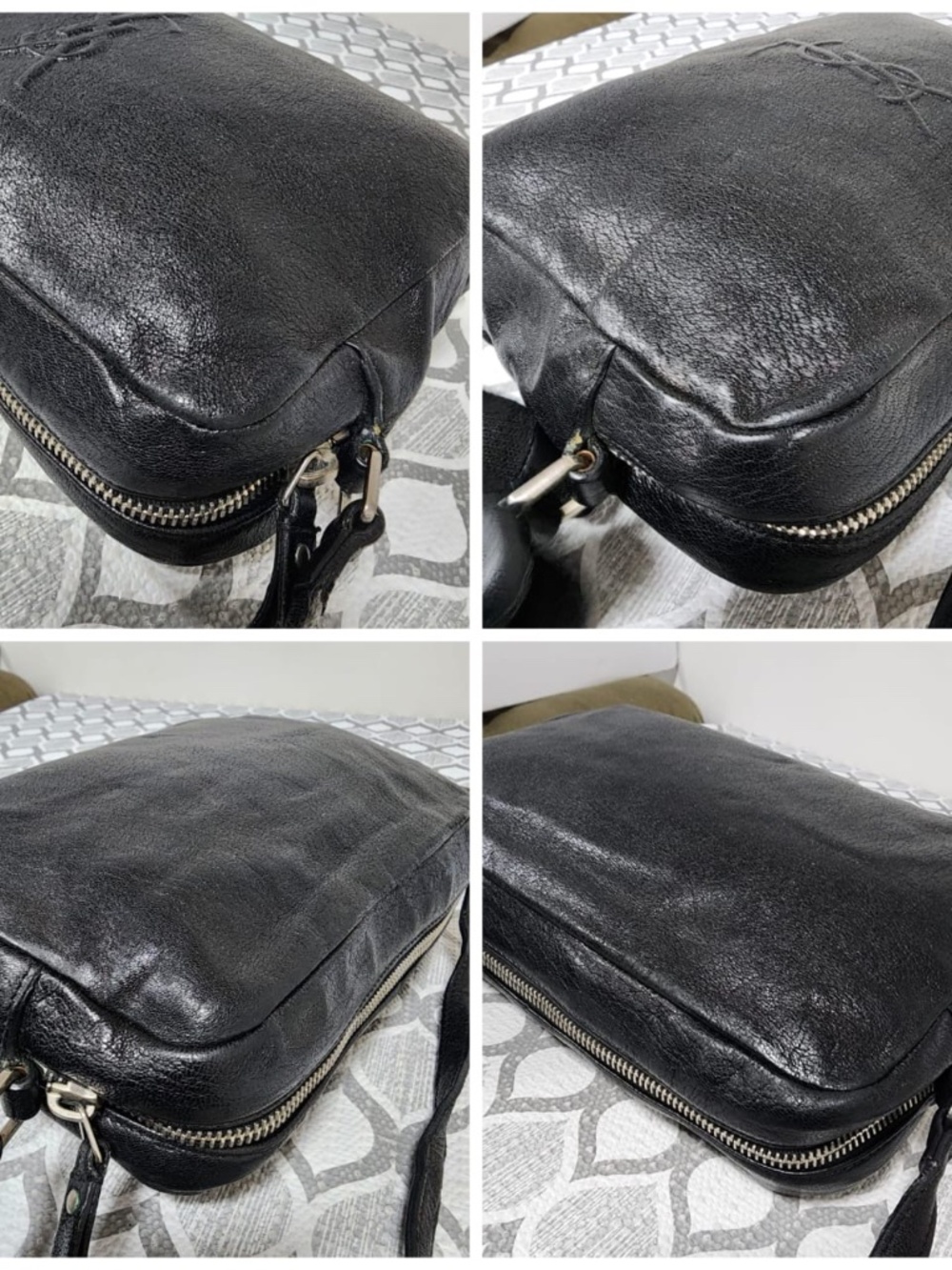 Authentic Saint Laurent Lambskin Monogram Small Lou Camera Bag Black - Picture 8 of 13